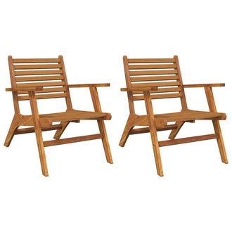 vidaXL Sedie Da Giardino 2 Pz In Legno Massello DAcacia Vidaxl