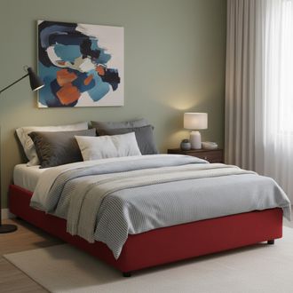 Dmora Dmora - Cama Matrimonial Dcistan, Cama Contenedor Con Revestimiento De Tela, 100% Made In Italy, Apertura Frontal, Adecuado Para Colch&oacute;n 160x190 Cm, R