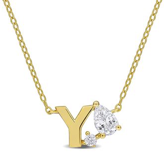 Mimi & Max 3/4ct TGW Created White Sapphire Q Initial Necklace Yellow Plated Sterling Silver