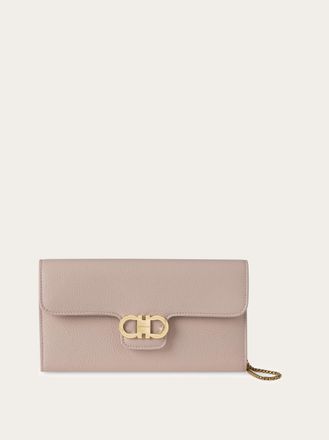 Ferragamo Women Gancini wallet with shoulder strap Pink
