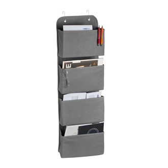 Relaxdays Relaxdays - Set 4 Organizadores Colgantes 4 Bolsillos, Estante Almacenaje, Ganchos Para Colgar, Pared, Puerta, Ba&ntilde;o, Oficina, Gris