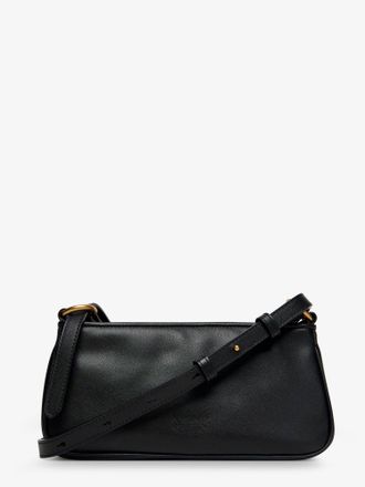 Pinko Womens Mini Half Moon Leather Crossbody Bag Black Shoulder