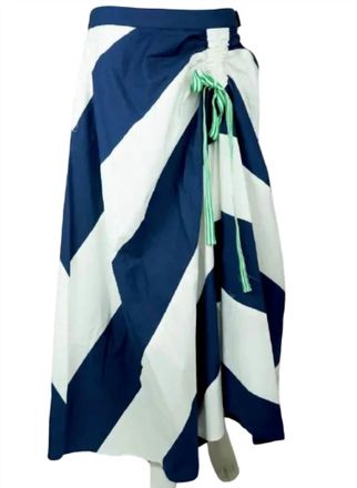 La Plage Womens Cabana Ruched Skirt In Stripes, Navy/white