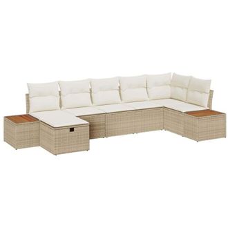 vidaXL Vidaxl - Conjunto De Sof&aacute; De Jard&iacute;n 7 Pcs Beige 55 X 62 X 69 Cm