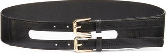 Lascana Double Buckle Waist Belt in Black at Nordstrom, Size Medium