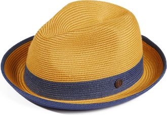 Dasmarca Mens Summer Crushable & Packable Straw Fedora Hat - Florence, Dijon, M