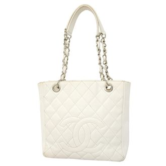 Chanel White Grained Calfskin Tote Bag (Pre-Owned)