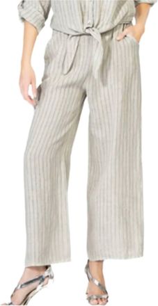 Cherish Linen Pinstripe Pants In Taupe
