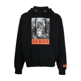 Heron Preston Hoodies & sweatvesten, Heren, Zwart, M, Katoen, Zwart Logo Hoodie Sweatshirt Katoen