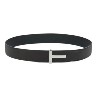 Tom Ford Soft Grain Leather Reversible T Belt 40 mm - male - Tom Ford - Belts - Brown - 105 CM - Accessories