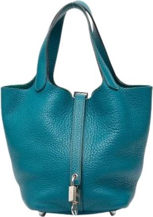 Herm&egrave;s Pre-owned Bucket Bag - Dames - Vintage Tas - Blauw - ONE Size - Leer - Vintage