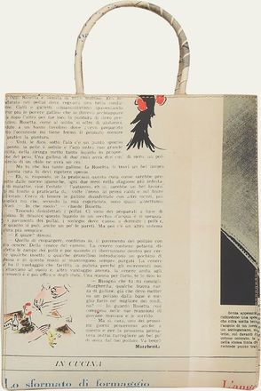 Bottega Veneta Small Newspaper-Print Tote Bag