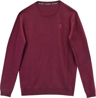 Karl Lagerfeld Maglione Ricamo Cameo - Heren - Ronde hals truien - Rood - 2XL - Wol - Truien & Vesten