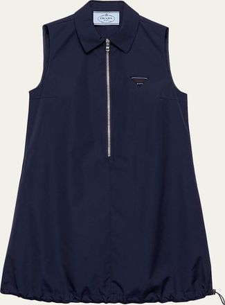 Prada Sleeveless Cotton Drawstring Mini Polo Dress