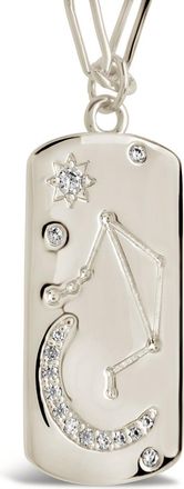 Sterling Forever CZ Constellation Dog Tag Pendant Necklace