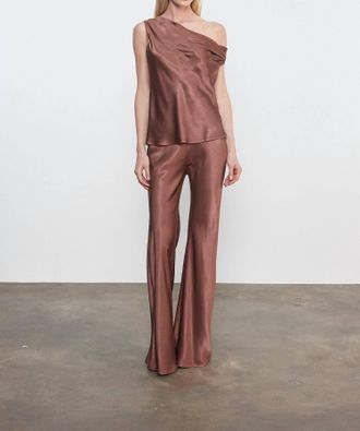 Enza Costa Womens Bias Cut Satin Pant In Nutmeg