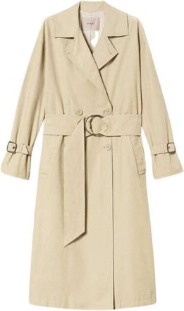 Twinset Stijlvolle Trenchcoat - Dames - Trenchcoats - Beige - S - Katoen - Jassen