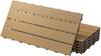 ECD Germany Ecd Germany Baldosas De Patio Wpc De 60x30 Cm 12 Piezas Por 2m&sup2; Con Aparencia De Madera Teca Con Sistema De Drenaje Y Instalaci&oacute;n Mediante Clic Azulej