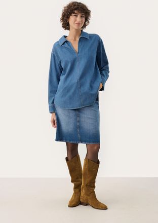 Part Two Overhemd met lang mouwen Oversize fit Medium Blue Denim
