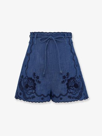 Zimmermann Shorts Aster in denim ricamato - ZIMMERMANN - gender_Woman