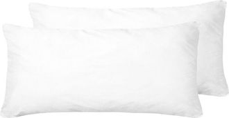 Beliani Beliani - Conjunto De 2 Almohadas Tradicional Funda De Microfibra Blanca Relleno De Poli&eacute;ster De Perfil Bajo 40 X 80 Cm Errigal