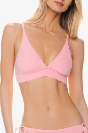 Helen Jon Banded Bikini Top in Jacquard Textured Shell Pink at Nordstrom, Size X-Small
