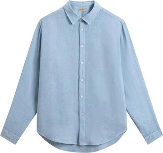 Woolrich Linnen overhemd - Heren - Casual Overhemden - Blauw - XL - Linnen - Overhemden