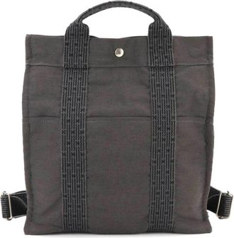 Herm&egrave;s Gray Canvas Backpack (Pre-Owned)