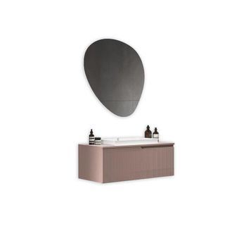 Aquadesign Mueble de ba&ntilde;o 3 piezas en mdf rosa polvo