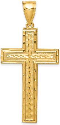 Diamond2Deal 14k Yellow Gold Large Diamond-cut Cross Pendant