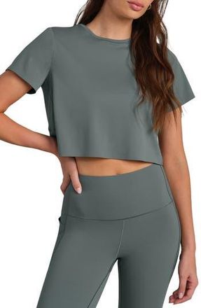 Rhone Serene Crop Performance T-Shirt in Green Smoke at Nordstrom Rack, Size Large