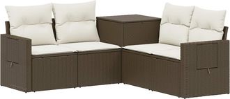 vidaXL Juego De Sof&aacute; 5 Uds. Marr&oacute;n Y Crema Blanca Vidaxl
