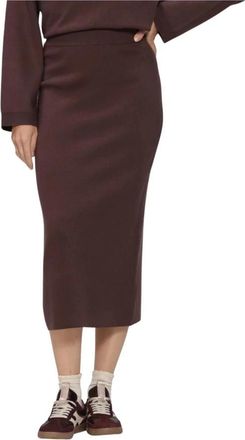 Object Objreynard HW Knit Skirt - Dames - Midirokken - Bruin - M - Polyester - Rokken