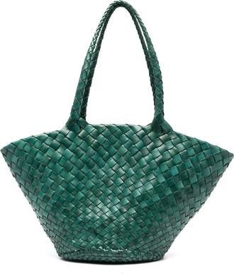 Dragon Diffusion Egola interwoven tote bag - women - Calf Leather - One Size - Green