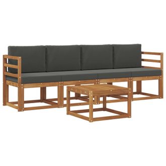 vidaXL Conjunto De Sof&aacute;s De Exterior 5 Pcs Natural Y Antracita Vidaxl