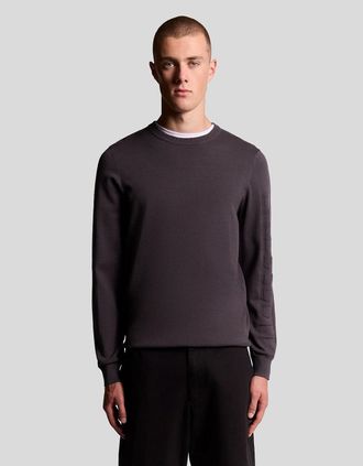 Lyle & Scott Lyle And Scott Mens Mesh Logo Crew Neck Jumper - Black - Size: 36