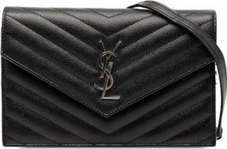 Saint Laurent Pre-owned Wallet on Chain - Dames - Vintage Schoudertas - Zwart - ONE Size - Leer - Vintage