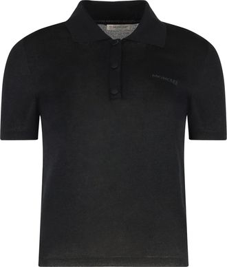 Moncler Knitted Cotton Blend Polo Shirt