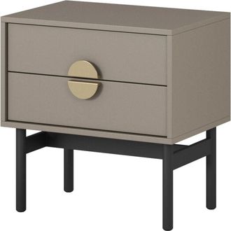 Selsey Selsey - stoon - Mesilla de noche con dos cajones - 55 cm - gris piedra