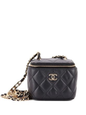 Chanel Tiny CC Link Vanity Case with Chain Quilted Caviar Mini clutch bag - Nero