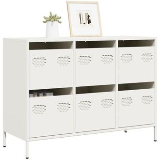 vidaXL Vidaxl - Aparador De Acero Laminado En Fr&iacute;o Blanco 101,5x39x73,5 Cm