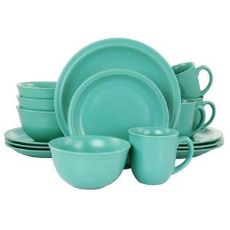 Gibson Home 16 Piece Siam Stoneware Dinnerware Set in Green at Nordstrom