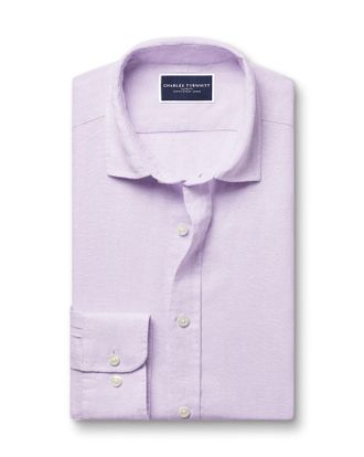 CHARLES TYRWHITT Pure Linen Shirt - Lilac Size Large by Charles Tyrwhitt