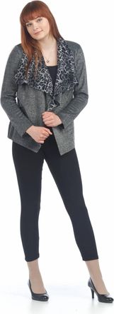 Papillon Soft Drape Sweater With Leopard Lining In Grey