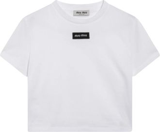 Miu Miu Jersey T-shirt - Dames - T-shirts - Wit - XS - Katoen - Tops