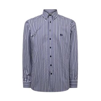 Etro Pegaso Logo Katoenen Overhemd - Heren - Overhemden - Blauw - Maat: 4XL Katoen