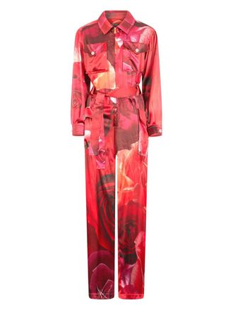 Roberto Cavalli floral-print jumpsuit - women - Silk - 38 - Red