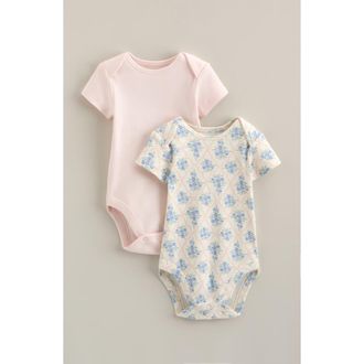 Nordstrom Assorted 2-Pack Bodysuits in Ivory Egret Floral Trellis at Nordstrom, Size Newborn