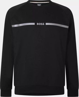 HUGO BOSS Mens Authentic Crewneck Lounge Sweatshirt, Black