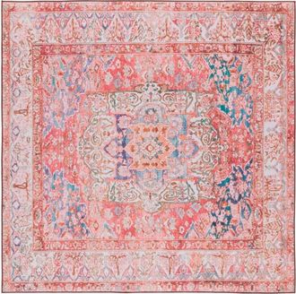 Safavieh Alfombra transicional de poli&eacute;ster rosa/beige, 183 x 183 cm